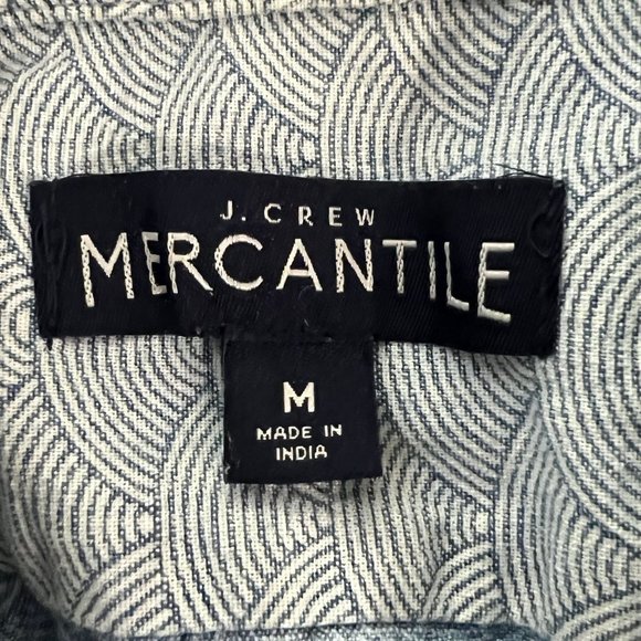 J. Crew Shirt Mens Medium Blue Geometric Button Up Casual Workwear Preppy - Picture 6 of 7